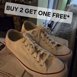 BUY 2 GET ONE FREE* Converse Chuck Taylor White Canvas Sneakers Size 10.5m/12w
